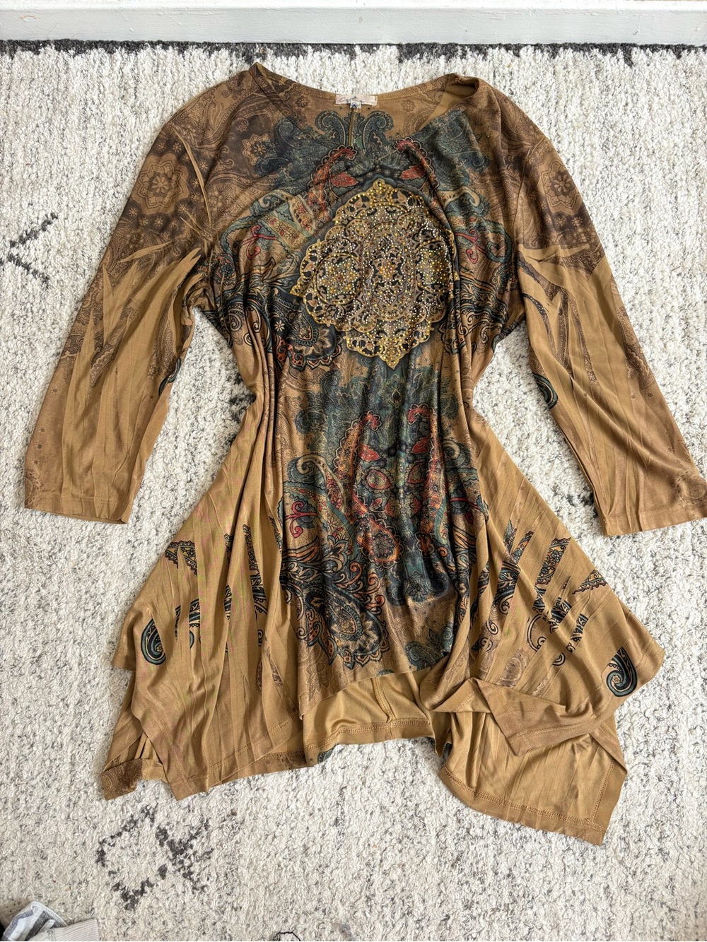Cactus Tan Paisley Medallion Tunic